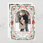 Christmas Funky Whimsical Red Bow Wreath 5 Photo Feestdagenkaart (Voorkant / Achterkant)