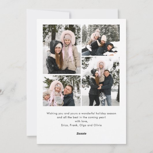 Christmas Funky Whimsical Red Bow Wreath 5 Photo Feestdagenkaart (Achterkant)