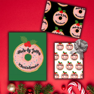 Christmas Funny Donut Wreath Personalize Inpakpapier Vel