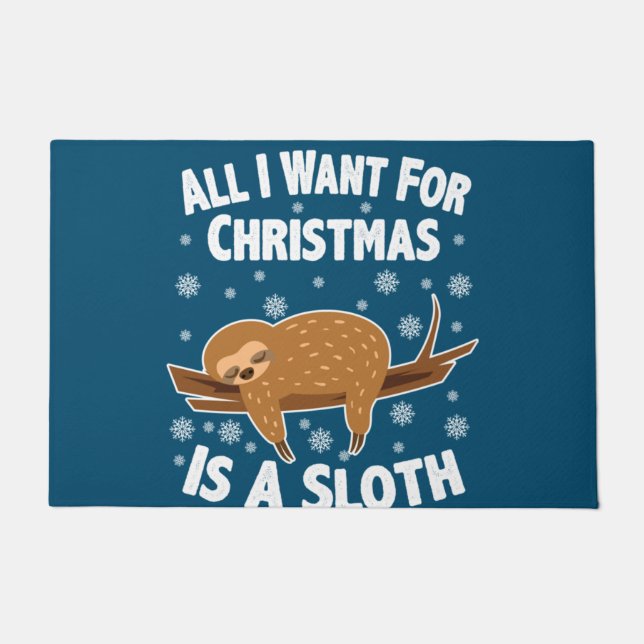 Christmas Funny Sloth Deurmat (Voorkant)