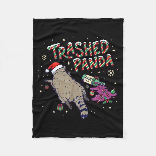 Christmas Funny Trashed Panda Racoon Gets Drunk Xm Fleece Deken (Voorkant)