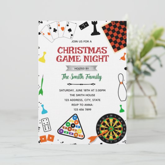 Christmas Game night party invitation (Debout devant)