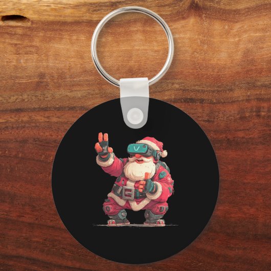 Christmas Gamer Look With This Cool Vr Santa Claus Sleutelhanger (Voorkant)