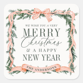 Christmas Garland Frame Holiday Vierkante Sticker