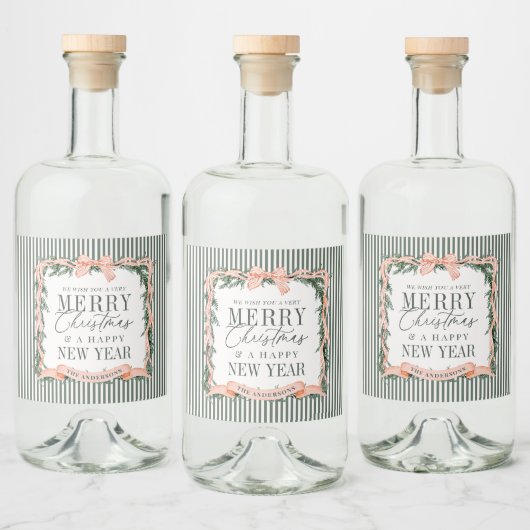 Christmas Garland Ribbon Frame Likeurfles Etiket (Flessen)