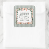 Christmas Garland Ribbon Frame Vierkante Sticker (Tas)