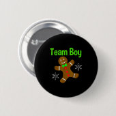 Christmas Gender Reveal Gingerbread Cookie Team Bo Ronde Button 5,7 Cm (Voorkant /achterkant)