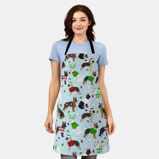 Christmas German Shepherd Apron Schort (Gedragen)