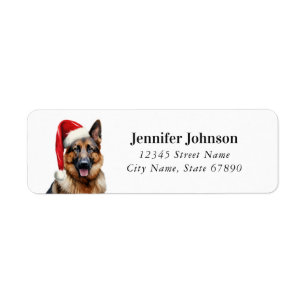Christmas German Shepherd retouradreslabels Etiket