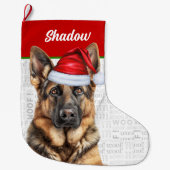 Christmas German Shepherd with Dog's Name Grote Kerstsok (Voorkant)