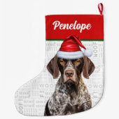 Christmas German Shorthair Pointer with Name Woof Grote Kerstsok (Achterkant)