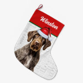 Christmas German Wirehaired Pointer with Name Woof Grote Kerstsok (Voorkant (Hangend))