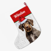 Christmas German Wirehaired Pointer with Name Woof Grote Kerstsok (Achterkant (Hangend))