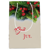 Christmas Gift Bag-Evergreen God Jul Medium Cadeauzakje (Voorkant)