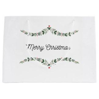 Christmas Gift Bag Waterverf Holly Groot Cadeauzakje