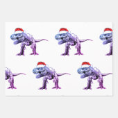 CHRISTMAS GIFT PAPER SET DINOSAURS MET SANTA HAT (Voorkant 2)