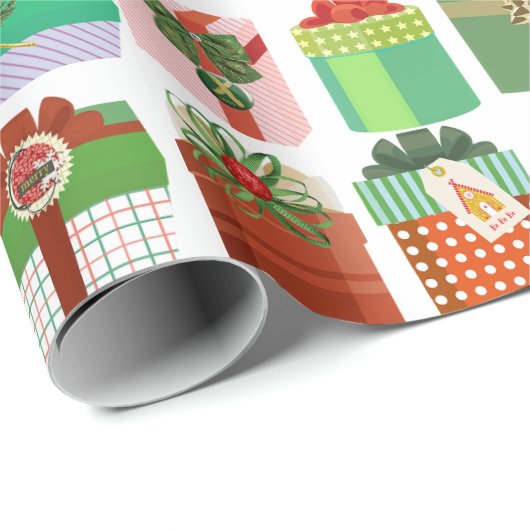 Christmas Gift Parcels Presents Pattern Cadeaupapier (Rol Hoek)