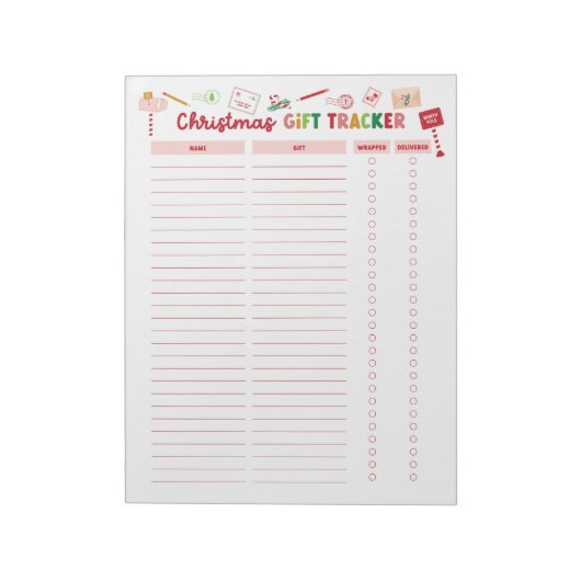 Christmas Gift Tracker Checklist Notitieblok (Gedraaid)