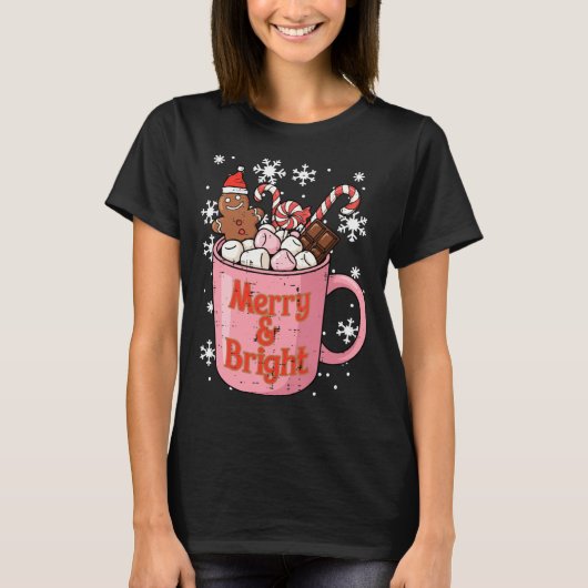 Christmas Gingerbread Cocoa Merry Bright Xmas Wome T-shirt (Voorkant)