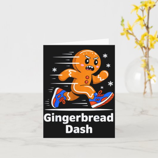 Christmas Gingerbread Dash Running Runner Xmas Mar Kaart (Gele Bloem)