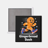 Christmas Gingerbread Dash Running Runner Xmas Mar Magneet (Voorkant / Achterkant)