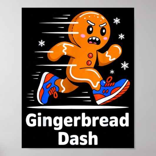 Christmas Gingerbread Dash Running Runner Xmas Mar Poster (Voorkant)