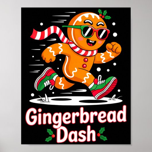 Christmas Gingerbread Dash Running Runner Xmas Mar Poster (Voorkant)