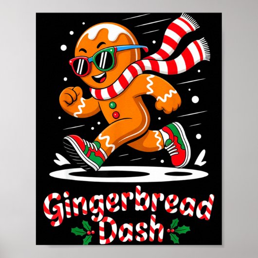 Christmas Gingerbread Dash Running Runner Xmas Mar Poster (Voorkant)