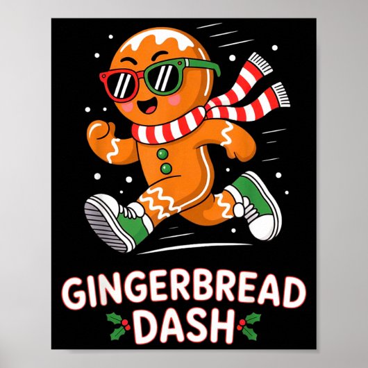 Christmas Gingerbread Dash Running Runner Xmas Mar Poster (Voorkant)
