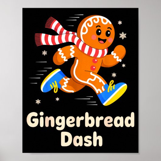 Christmas Gingerbread Dash Running Runner Xmas Mar Poster (Voorkant)