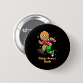 Christmas Gingerbread Dash Running Runner Xmas Mar Ronde Button 5,7 Cm (Voorkant /achterkant)