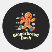 Christmas Gingerbread Dash Running Runner Xmas Mar Ronde Sticker (Voorkant)