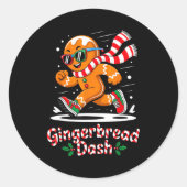 Christmas Gingerbread Dash Running Runner Xmas Mar Ronde Sticker (Voorkant)