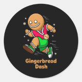 Christmas Gingerbread Dash Running Runner Xmas Mar Ronde Sticker (Voorkant)