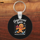 Christmas Gingerbread Dash Running Runner Xmas Mar Sleutelhanger (Voorkant)
