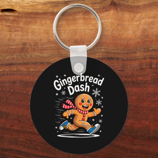 Christmas Gingerbread Dash Running Runner Xmas Mar Sleutelhanger (Voorkant)