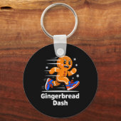 Christmas Gingerbread Dash Running Runner Xmas Mar Sleutelhanger (Voorkant)