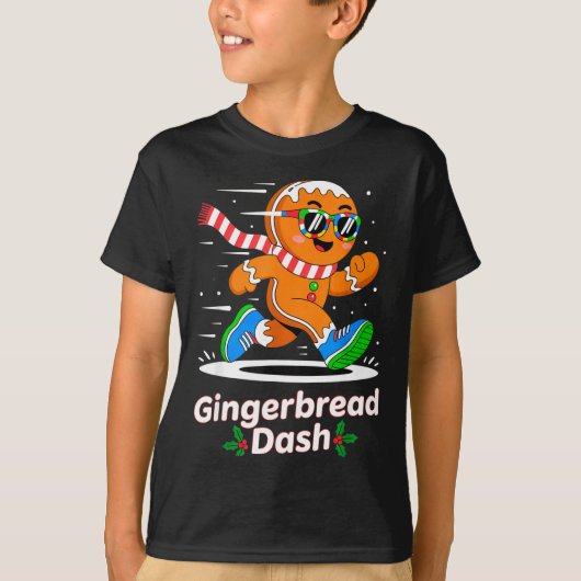 Christmas Gingerbread Dash Running Runner Xmas Mar T-shirt (Voorkant)