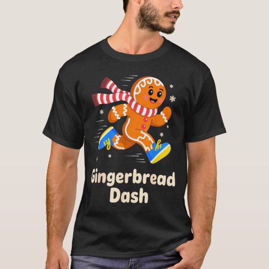 Christmas Gingerbread Dash Running Runner Xmas Mar T-shirt (Voorkant)