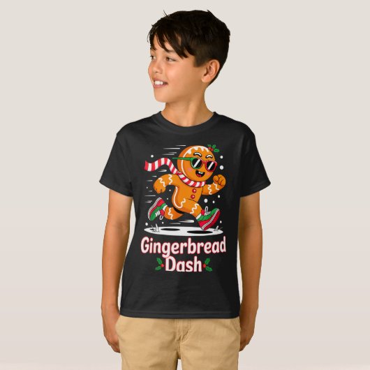 Christmas Gingerbread Dash Running Runner Xmas Mar T-shirt (Voorkant volledig)