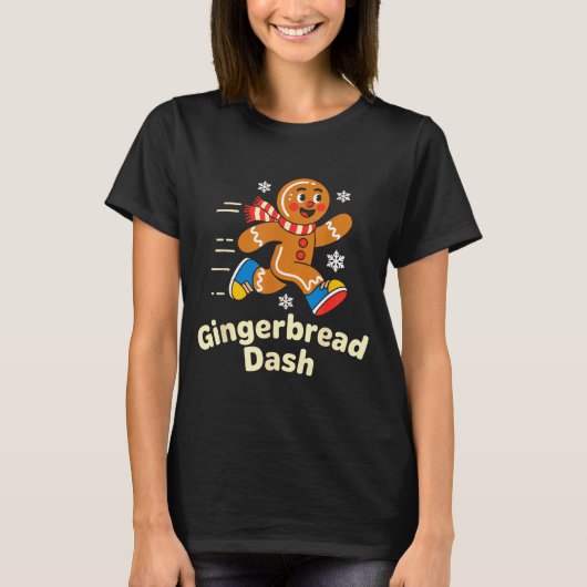 Christmas Gingerbread Dash Running Runner Xmas Mar T-shirt (Voorkant)