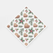 Christmas Gingerbread Heart Holiday Pattern Servet (Hoek)