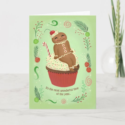 Christmas Gingerbread Homme Joyeuse carte de vacan (Devant)