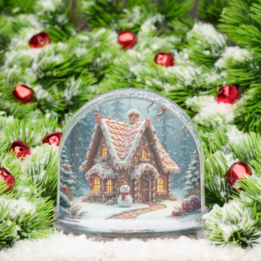 Christmas Gingerbread House With Snowman Sneeuwbol (Kerstmis)