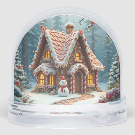Christmas Gingerbread House With Snowman Sneeuwbol (Achterkant)