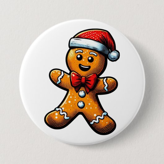 Christmas Gingerbread Man Button (Voorkant)