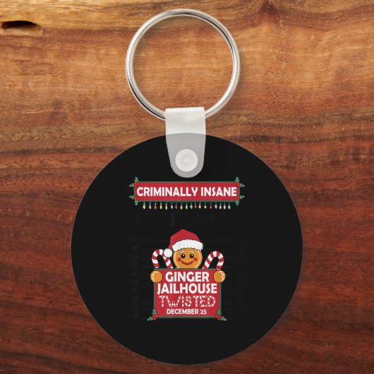 Christmas Gingerbread Man Ginger Jailhouse Crimina Sleutelhanger (Voorkant)