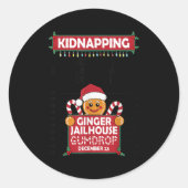 Christmas Gingerbread Man Ginger Jailhouse Kidnapn Ronde Sticker (Voorkant)