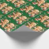 Christmas Gingerbread Men Snowflakes Candy Canes Cadeaupapier (Hoek)