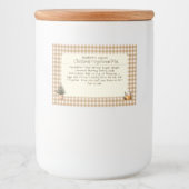 Christmas Gingerbread Mix Brown Gingham Labels Voedselcontainer Etiket (Voorkant)